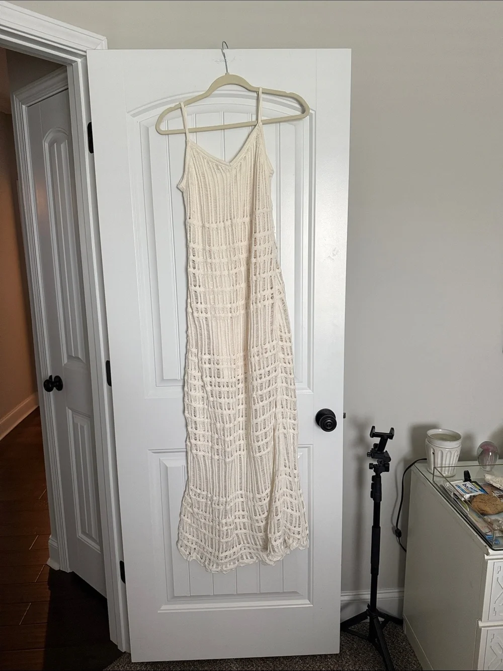 Abercrombie & Fitch Cream Crochet Maxi Dress